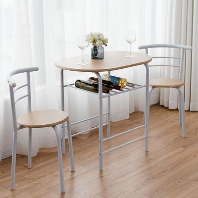 Tischgruppe 3 tlg modernes Design Küche Essgruppe Weinregal Natur
