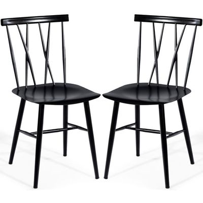 2er Set Esszimmerstühle aus Metall Industrie Trattoria Stuhl schwarz