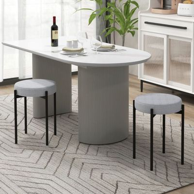 4er Set Hocker, Esszimmerstühle gepolstert Küchenstuhl stapelbar mit Metallbeinen Hellgrau