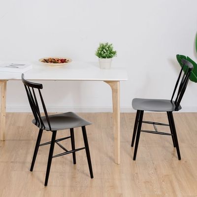 2er Set Esszimmerstühle aus Metall Industrie Trattoria Stuhl schwarz