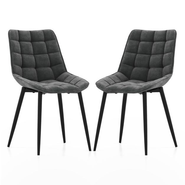 2er Set Stühle / Esszimmerstühle mit gepolsterten Rückenlehnen &amp; Sitzen Grau