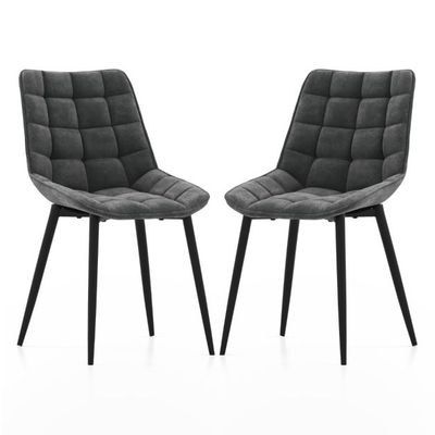 2er Set Stühle / Esszimmerstühle mit gepolsterten Rückenlehnen &amp; Sitzen Grau