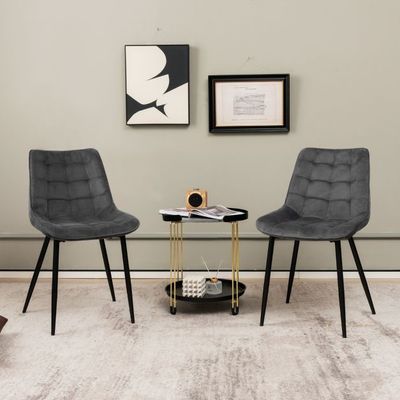 2er Set Stühle / Esszimmerstühle mit gepolsterten Rückenlehnen &amp; Sitzen Grau