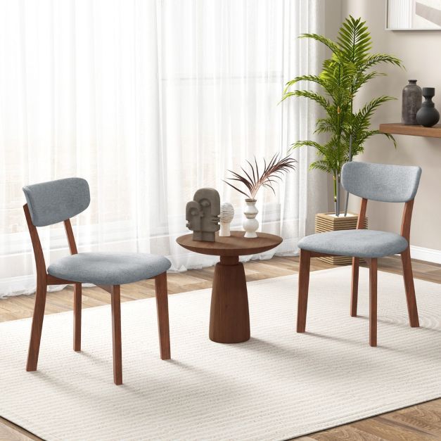 2er Set Esszimmerstühle gepolsterte Küchenstühle mit Rückenlehne Grau
