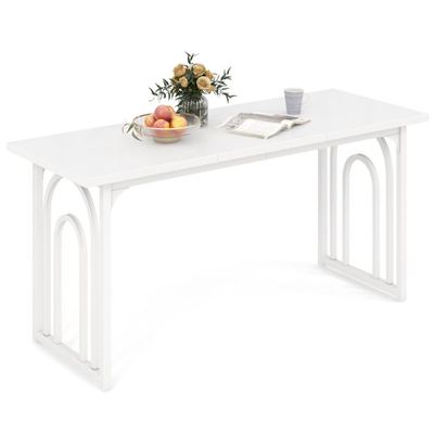 Esszimmertisch Holz 160 x 60 cm rechteckiger Küchentisch mit Metallbeinen Weiss