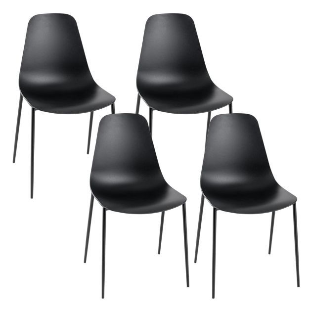 4er Set Moderner Esszimmerstuhl, Besucherstuhl mit Metallbeinen schwarz