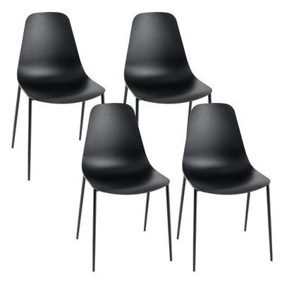 4er Set Moderner Esszimmerstuhl, Besucherstuhl mit Metallbeinen schwarz