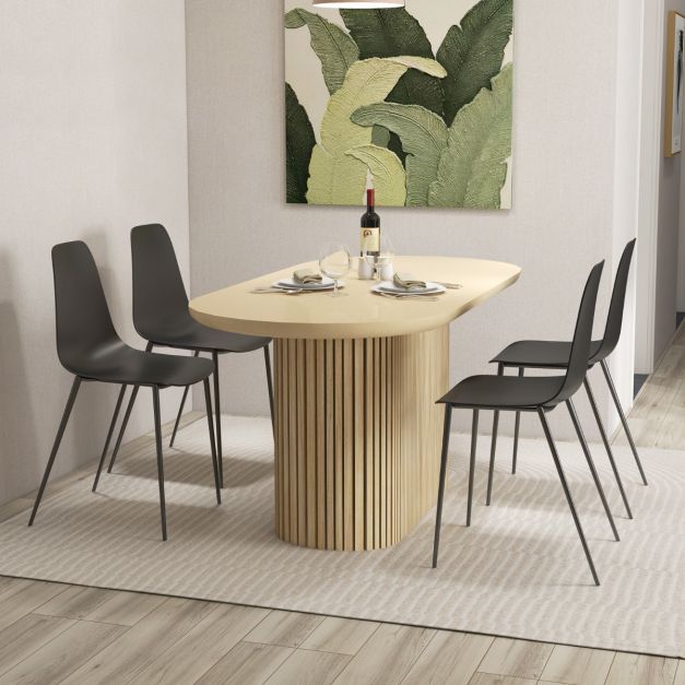 4er Set Moderner Esszimmerstuhl, Besucherstuhl mit Metallbeinen schwarz