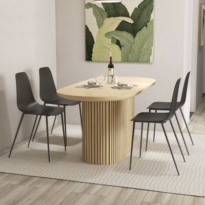4er Set Moderner Esszimmerstuhl, Besucherstuhl mit Metallbeinen schwarz