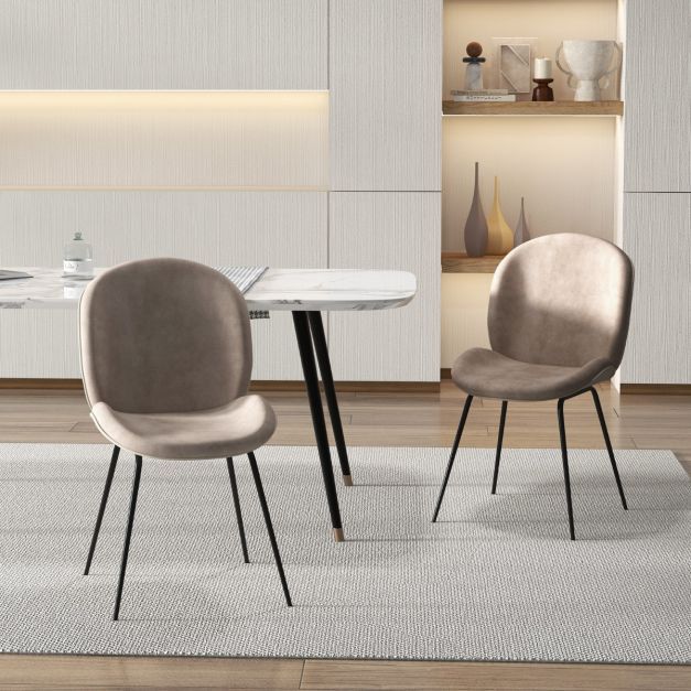2er Set Polsterstühle, Esszimmerstühle 49 x 65 x 87 cm Kaffee