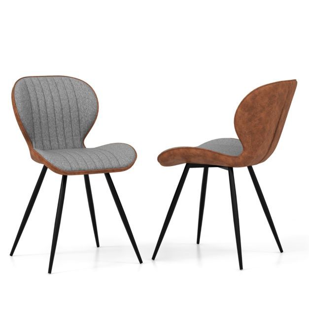 2er Set Esszimmerstühle gepolsterte Akzentstühle mit gebogener Rückenlehne 57 x 49 x 81 cm Grau