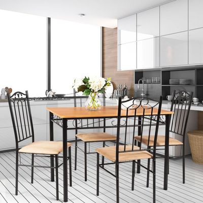5-teiliges Esstisch-Set mit 4 Stühlen Essgruppe Sitzgruppe für Esszimmer Küche
