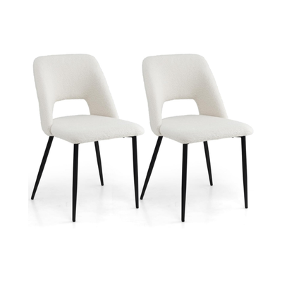 2er Set Esszimmerstühle gepolsterte Küchenstühle mit Rückenlehne 48,5 x 57 x 85 cm Beige