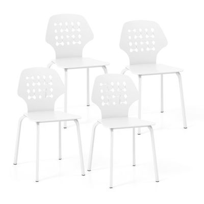 4er-Set moderner Esszimmerstuhl, Küchenstuhl Rückenlehne weiss