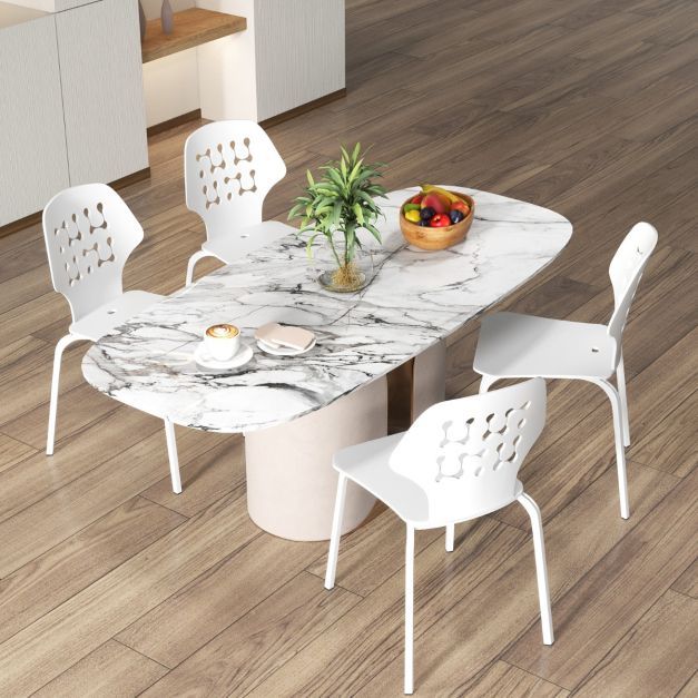 4er-Set moderner Esszimmerstuhl, Küchenstuhl Rückenlehne weiss