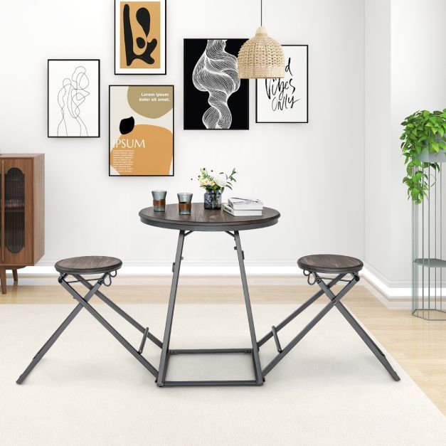 Bartisch mit Barhocker Set Bartisch Set klappbar braun