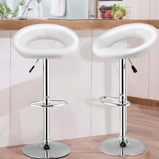 2er-Set Barstühle Barhocker Drehstuhl Küchen-Hocker weiss