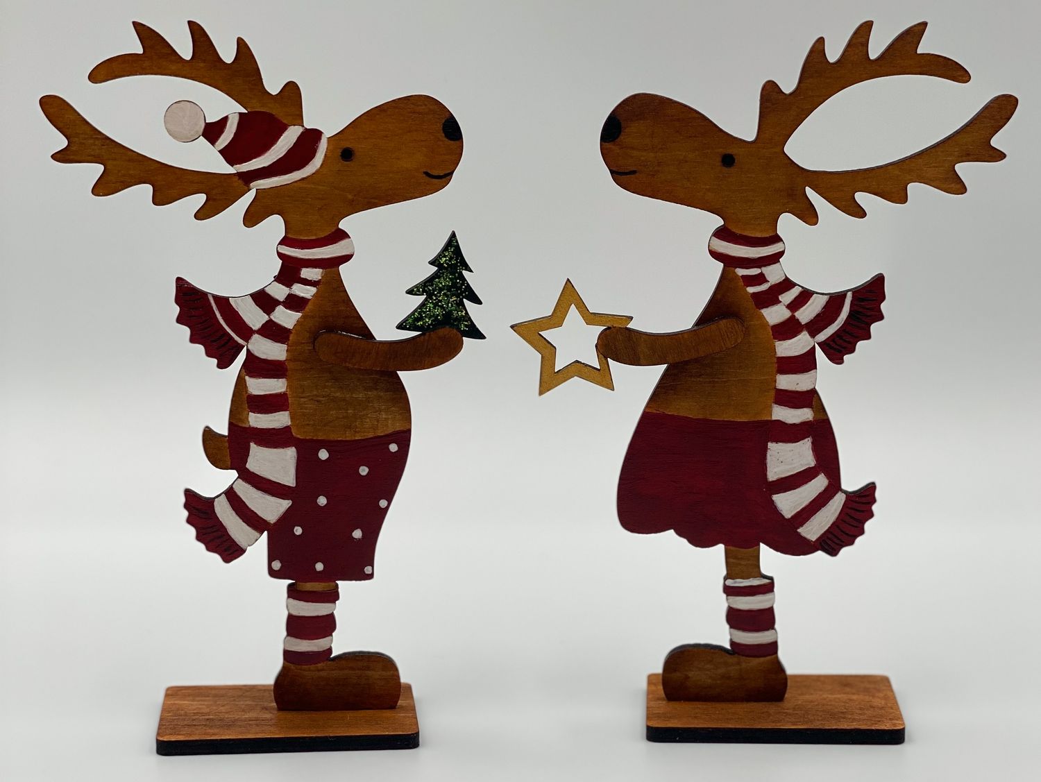 Weihnachtsdeko Elch-Paar aus Holz