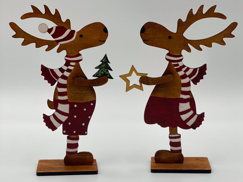 Weihnachtsdeko Elch-Paar aus Holz