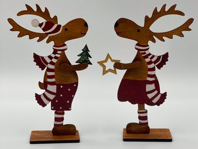Weihnachtsdeko Elch-Paar aus Holz