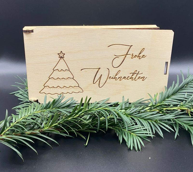 Geldgeschenk Box für Weihnachten mit Wunschtext