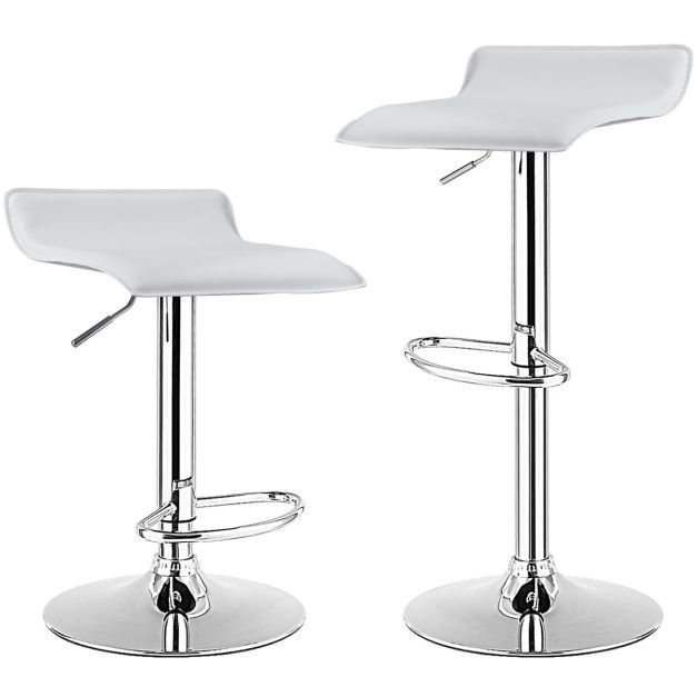 2er Set Barhocker mit Rückenlehne &amp; Fussstütze 360° Drehstuhl weiss