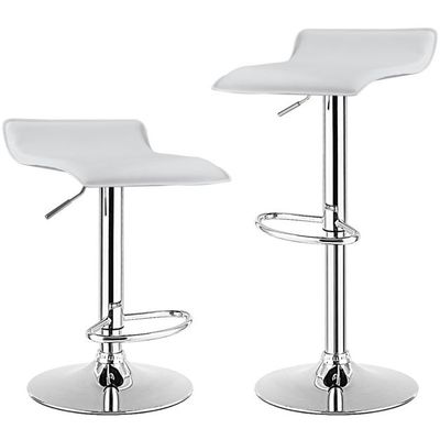 2er Set Barhocker mit Rückenlehne &amp; Fussstütze 360° Drehstuhl weiss