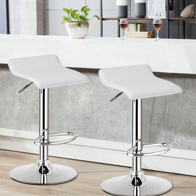 2er Set Barhocker mit Rückenlehne & Fussstütze 360° Drehstuhl weiss
