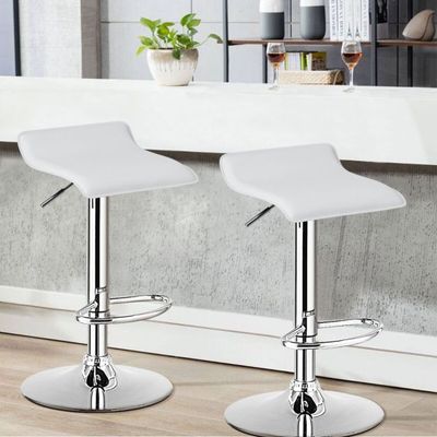 2er Set Barhocker mit Rückenlehne &amp; Fussstütze 360° Drehstuhl weiss