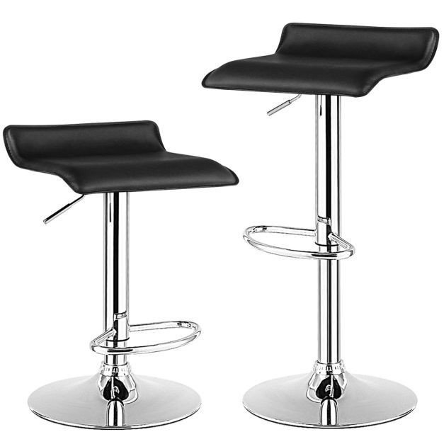 2er Set Barhocker mit Rückenlehne &amp; Fussstütze 360° Drehstuhl schwarz
