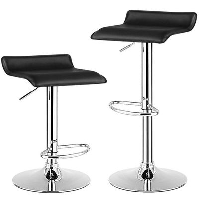 2er Set Barhocker mit Rückenlehne &amp; Fussstütze 360° Drehstuhl schwarz