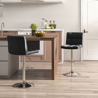 2er Set 360° Drehbarer Barhocker aus Kunstleder Höhenverstellbarer Barstuhl Sitzhocker schwarz