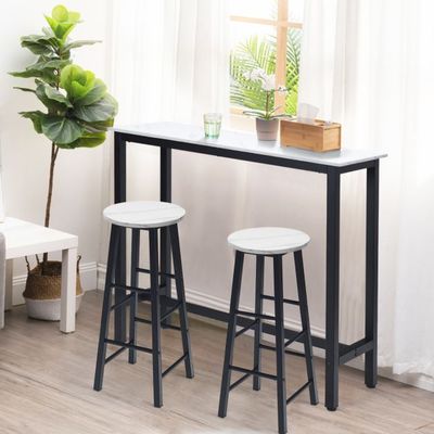 2er Set Barhocker mit Marmor Optik Barstühle Tresenhocker Weiss