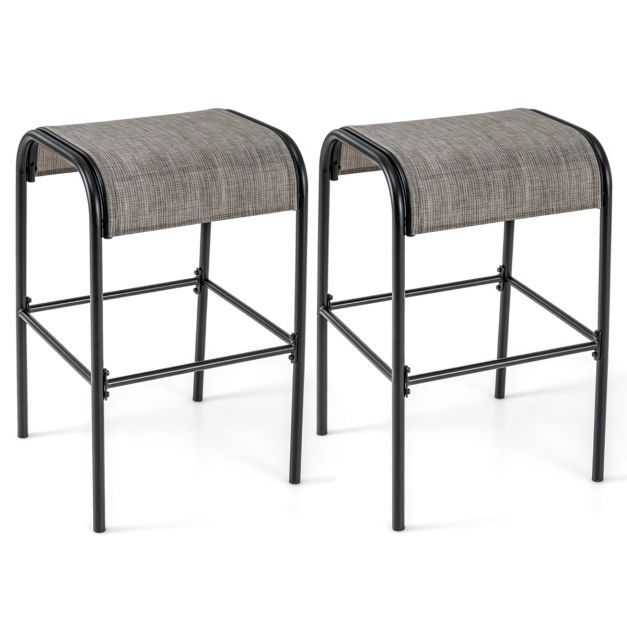 2er Set Outdoor Barhocker mit Stoffsitz Barstühle