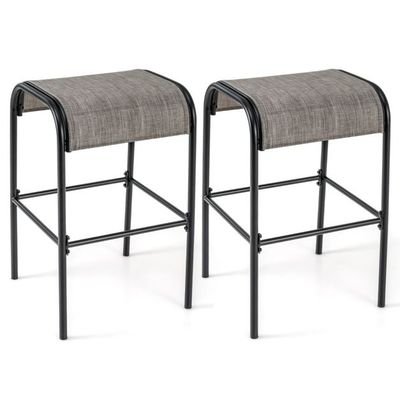 2er Set Outdoor Barhocker mit Stoffsitz Barstühle