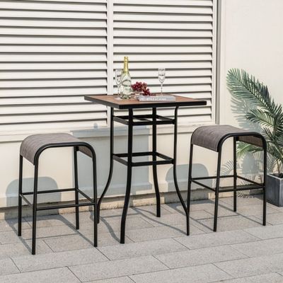 2er Set Outdoor Barhocker mit Stoffsitz Barstühle