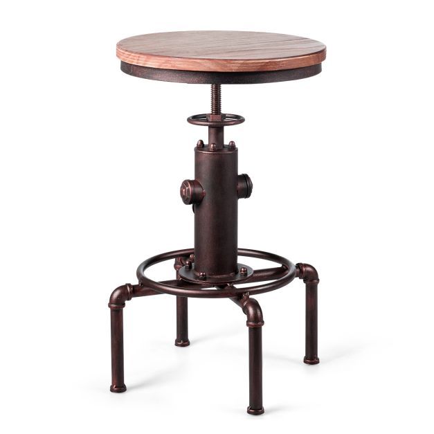 Vintage Industrial Barhocker Bistrohocker Natur + Bronze