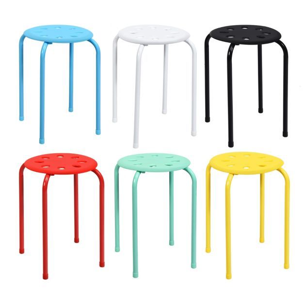 6er-Set Stapelbare Hocker 30 x 30 x 44,5 cm Bunt
