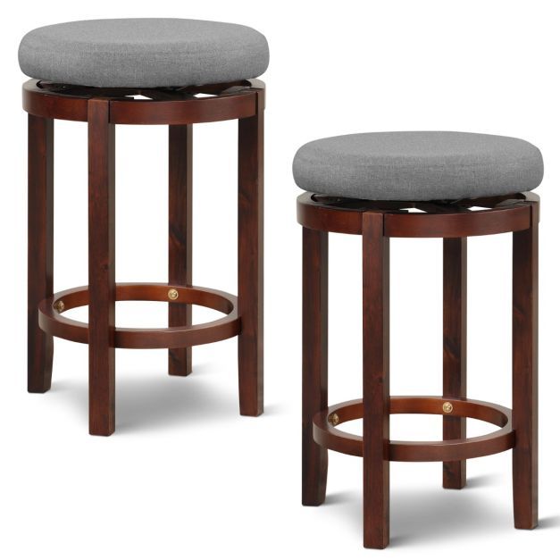 2er-Set Barhocker 42 x 42 x 66 cm Grau und Braun