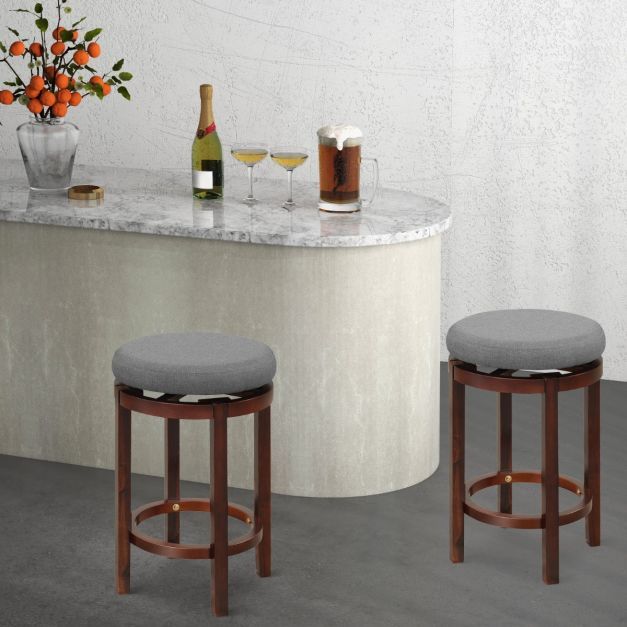 2er-Set Barhocker 42 x 42 x 66 cm Grau und Braun
