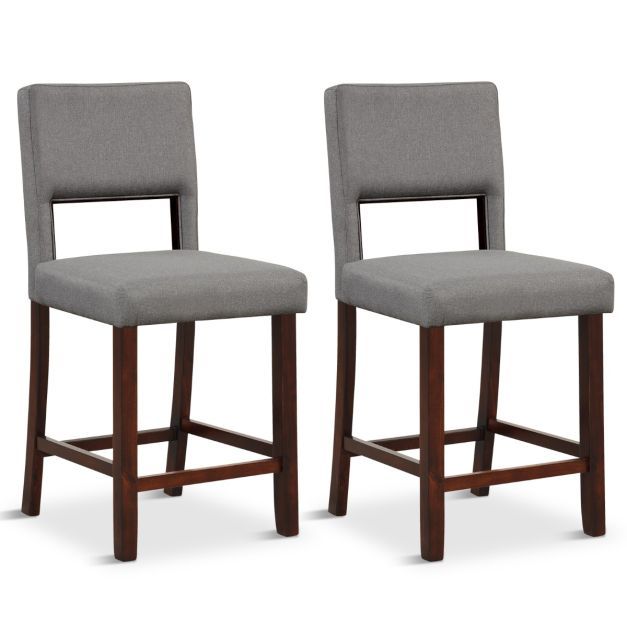 2-Teiliges Barstuhl-Set Leinen-Barhocker grau und braun