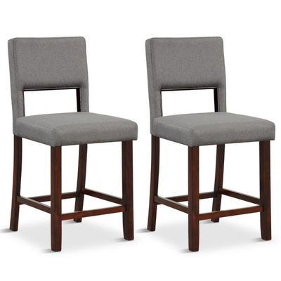 2-Teiliges Barstuhl-Set Leinen-Barhocker grau und braun
