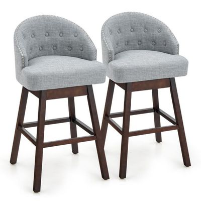 2er Set Barhocker, Barstuhl 360° drehbar Küchenhocker Grau + Braun