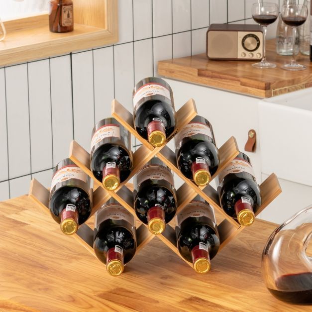 Bambus-Weinregal für 8 Flaschen Flaschenregal Natur