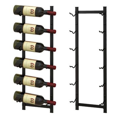 Weinregal Wand für 6 Weinflaschen Flaschenhalter aus Metall 22 x 13,5 x 73cm Schwarz