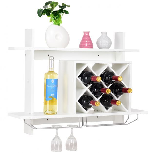 Weinregal Gläserhalter Hängeregal Weiss 80 x 20 x 58,5 cm