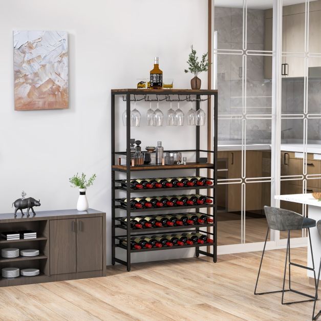 Weinregal für 32 Weinflaschen und 16 Gläser Flaschenregal