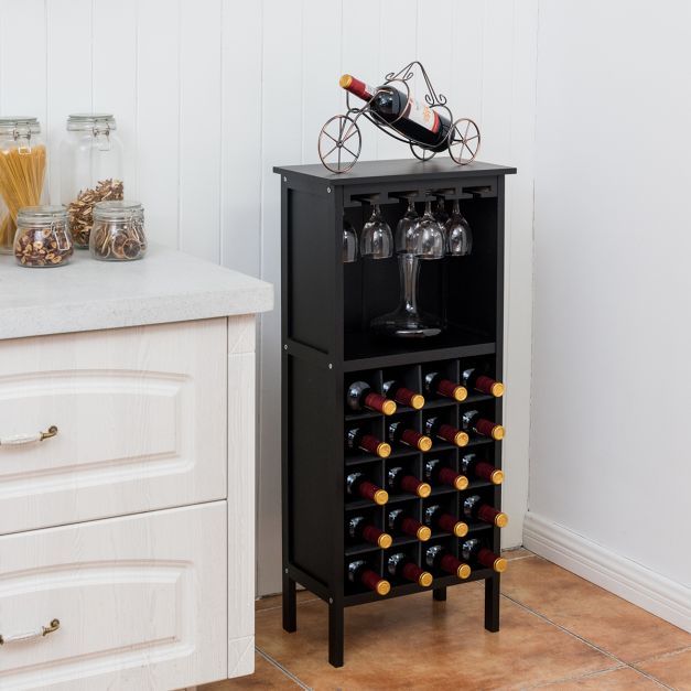 Weinregal aus Holz im Kolonialstil Schwarz