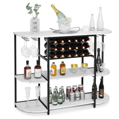 Weinregal für 18 Weinflaschen &amp; 8 Gläser &amp; Regalen Weiss