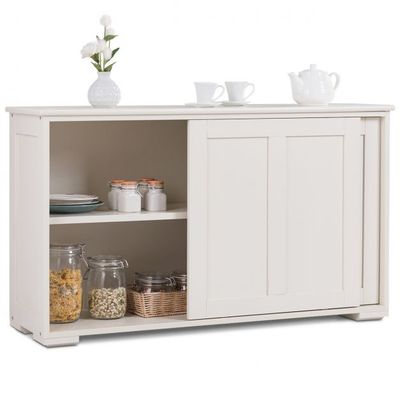 Sideboard Anrichte Küchenschrank Beistellschrank mit Schiebetüren Weiss 106,5 x 33 x 60 cm